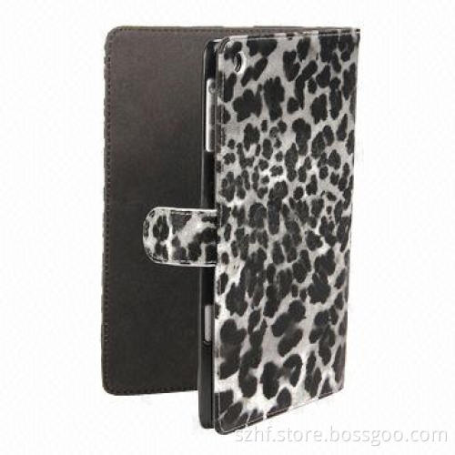 Notebook style leopard leather case for iPad